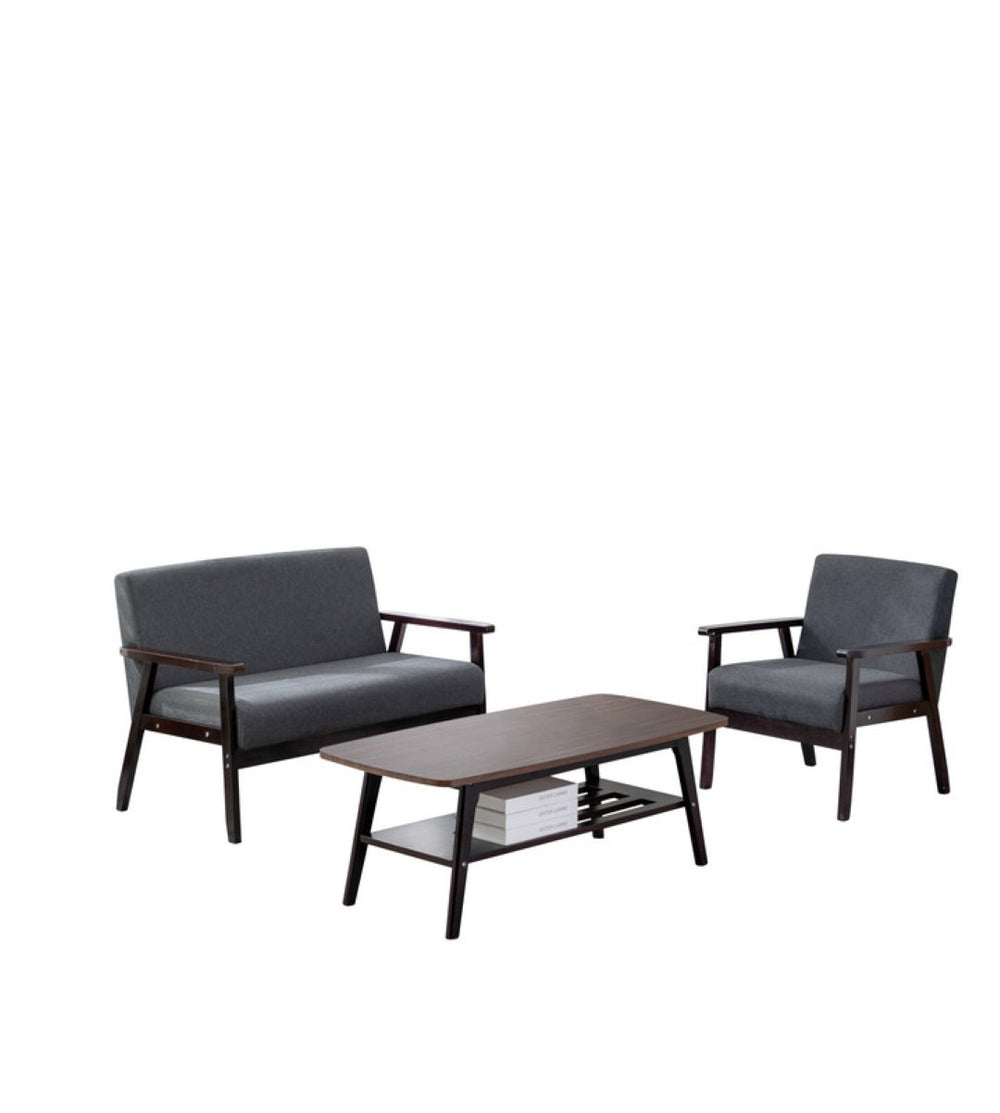 English Elm Bahamas Three Piece Living Room Set with Solid Wood Frame and Espresso Finish B061S00272