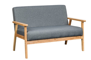 English Elm Bahamas Compact Gray Upholstered Loveseat with Solid Wood Arms for Modern Living B06178461