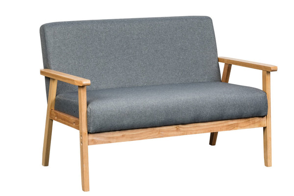English Elm Bahamas Compact Gray Upholstered Loveseat with Solid Wood Arms for Modern Living B06178461