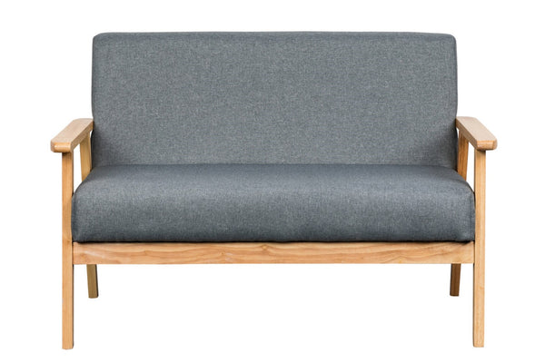 English Elm Bahamas Compact Gray Upholstered Loveseat with Solid Wood Arms for Modern Living B06178461