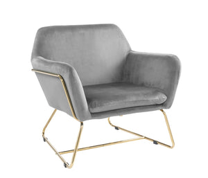English Elm Keira Velvet Accent Chair with Gold Metal Legs for Glam Living Spaces Gray B06178050