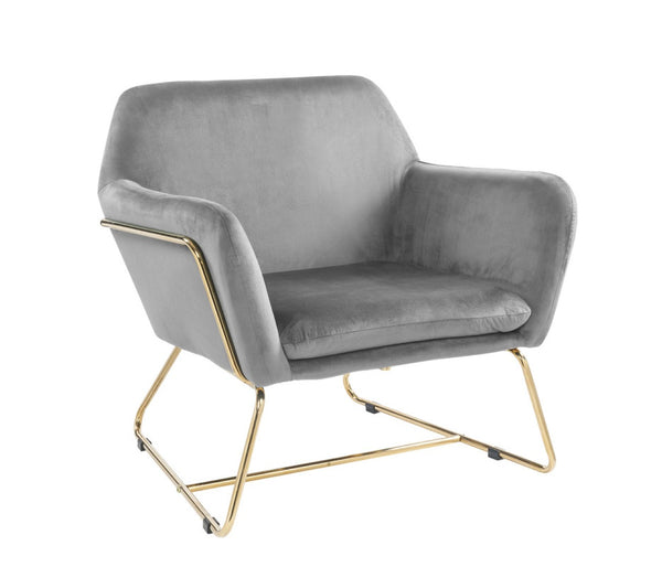 English Elm Keira Velvet Accent Chair with Gold Metal Legs for Glam Living Spaces Gray B06178050