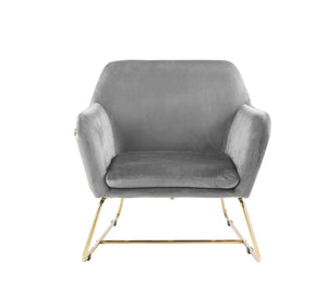 English Elm Keira Velvet Accent Chair with Gold Metal Legs for Glam Living Spaces Gray B06178050