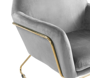 English Elm Keira Velvet Accent Chair with Gold Metal Legs for Glam Living Spaces Gray B06178050