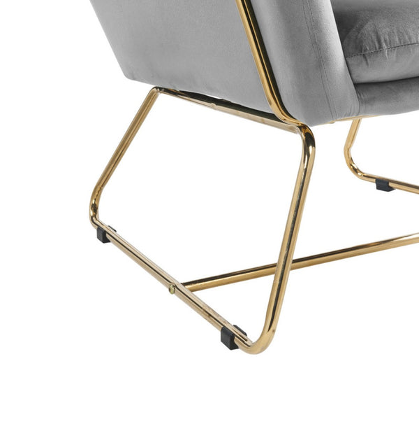 English Elm Keira Velvet Accent Chair with Gold Metal Legs for Glam Living Spaces Gray B06178050