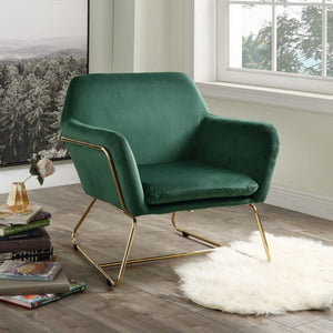English Elm Keira Velvet Accent Chair with Gold Metal Legs for Glam Living Spaces Green B06178051