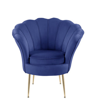 English Elm Angelina Velvet Barrel Accent Chair Scalloped Back Channel Tufting Gold Legs Glam B06178022