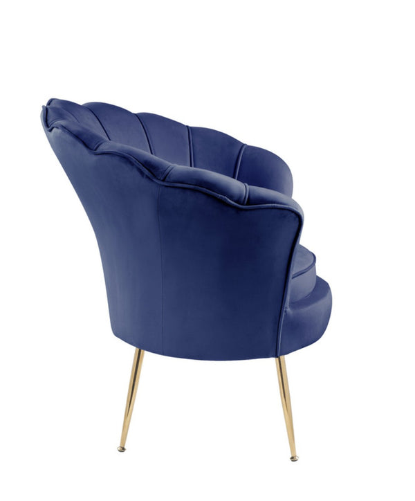English Elm Angelina Velvet Barrel Accent Chair Scalloped Back Channel Tufting Gold Legs Glam B06178022