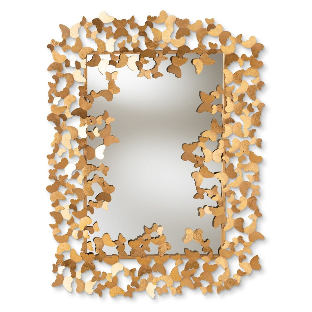 Baxton Studio Baxton Studio Idalia Butterfly Accent Wall Mirror - Antique Gold Finish, Elegant Decorative Piece RXW-6160