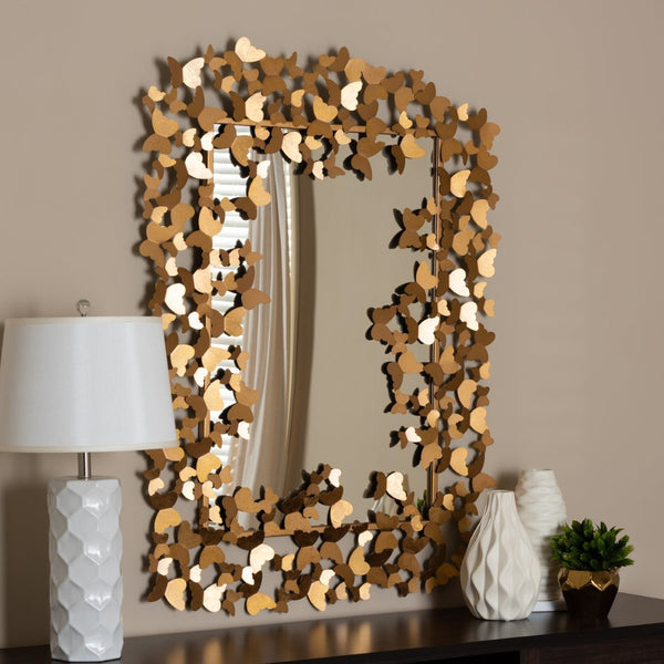 Baxton Studio Baxton Studio Idalia Butterfly Accent Wall Mirror - Antique Gold Finish, Elegant Decorative Piece RXW-6160
