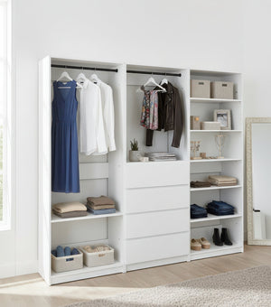 English Elm Prosper Freestanding White Walk-In Wood Closet System with Oak Finish, Ample Modular Storage & Easy Assembly B040S00142