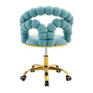 English Elm Set of Velvet Bubble Chair with Sculptural Linked Back and Rolling Caster Base for Office Gold,Teal W1512P491833