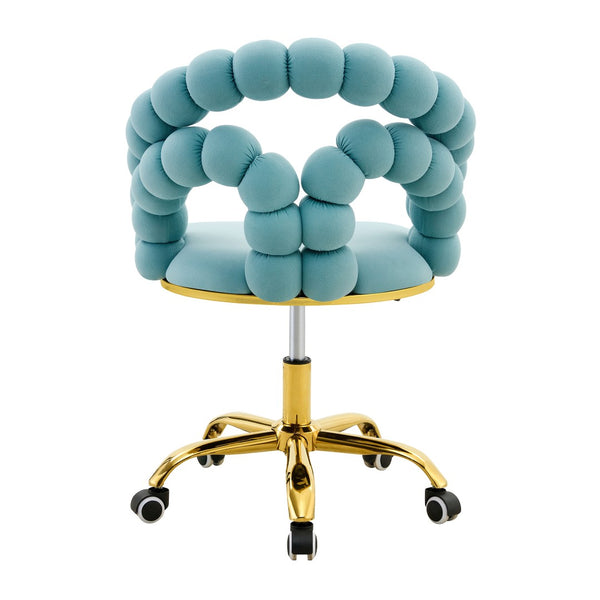 English Elm Set of Velvet Bubble Chair with Sculptural Linked Back and Rolling Caster Base for Office Gold,Teal W1512P491833