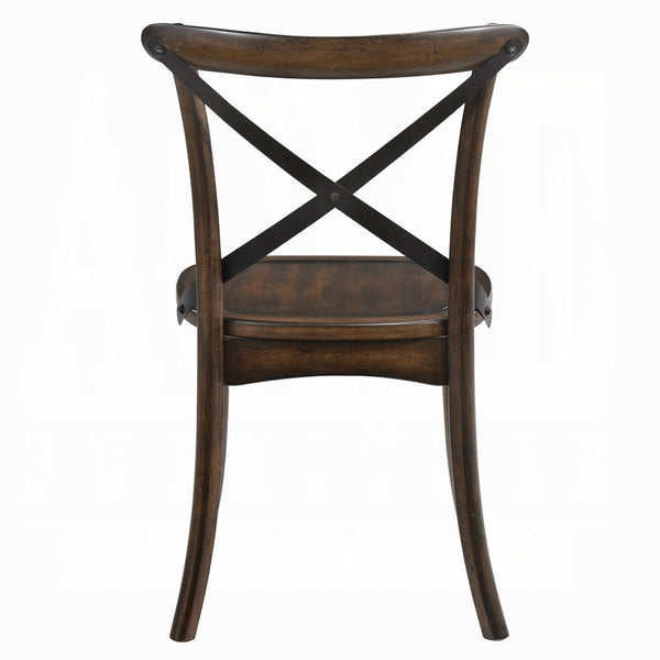 English Elm Dark Dark Oak Veneer Side Chairs Set of 2 with X-Metal Backrest Flared Legs Mid-Century Charm 35"H B2741P327428