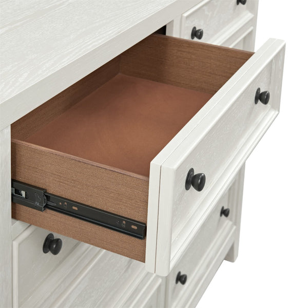 English Elm Wallace & Bay - Gypsum Whitewash 8-Drawer Dresser - Timeless Solid Wood Design With Elegant Storage Solution For Bedrooms B361P406174-GIGA