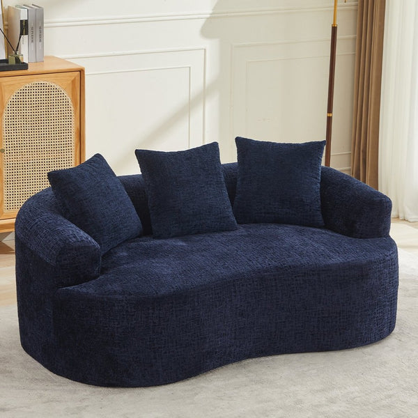 English Elm Curved Chenille Loveseat with Memory Foam Deep Seat and Pillows for Small Spaces W2915P417173