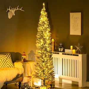 English Elm Homcom 7' Pre-Lit Slim Noble Fir Christmas Tree With 210 Led Lights - Perfect For Small Spaces! W2225P249655