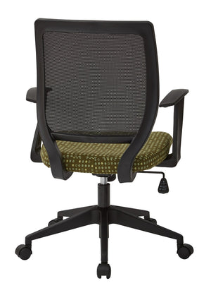 OSP Home Furnishings Screen Back Mesh Task Chair with Lumbar Support and T Arms for Home Office Use Herb EM51022N-K103