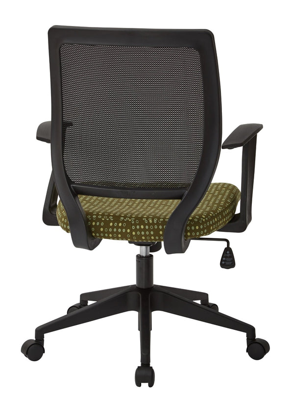 OSP Home Furnishings Screen Back Mesh Task Chair with Lumbar Support and T Arms for Home Office Use Herb EM51022N-K103