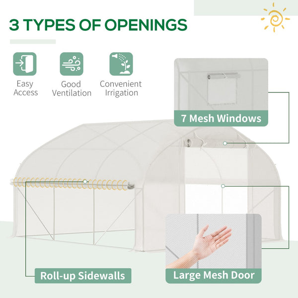 English Elm Outsunny Walk-in Tunnel Greenhouse Steel Frame Pe Cover Ventilated Garden Hot House W2225P217793
