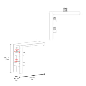 English Elm Bar Table 43.1" H with 3 Shelves White — Slim Space-Saving Engineered Wood Storage for Kitchen Bars B097P395880