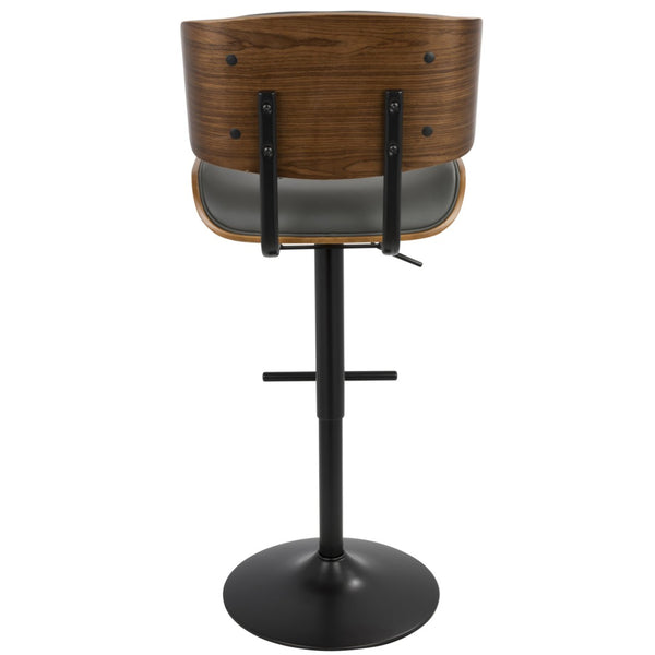 English Elm Mid-century Modern Swivel Barstools Tufted Faux Leather Bentwood Set of Two B202S00954