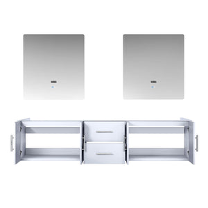 English Elm Glossy White Double Bath Vanity With 30" Led Mirrors - Modern Design & Ample Storage Solution! B2731S00555