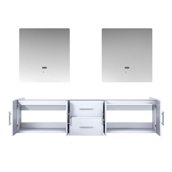 English Elm Glossy White Double Bath Vanity With 30" Led Mirrors - Modern Design & Ample Storage Solution! B2731S00555