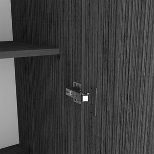 English Elm Austral 3 Door Armoire with Two Drawers, Five Shelves and Hanging Rod — Smokey Oak Finish for Organized Rooms and Bedrooms Smoke Grey 39 L x 22 W x 3 H B200S00360