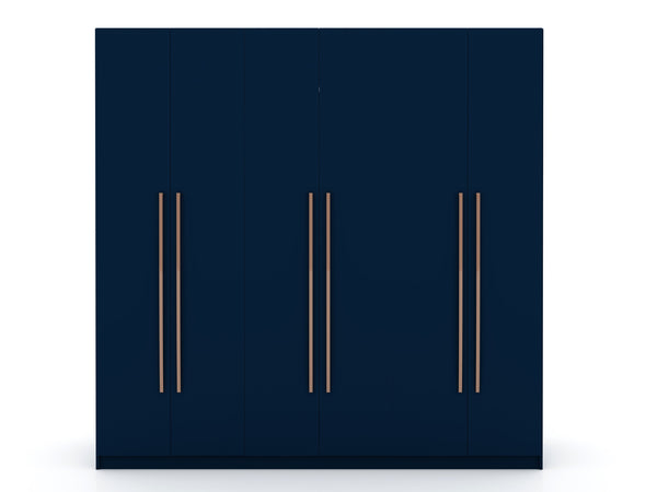 English Elm Gramercy 82" Wardrobe Organizer with Soft-Close Doors, Aluminum Rods, Shelves & Center Drawers Dark Blue B365S00002
