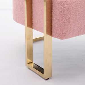 English Elm Ts Teddy Fleece Accent Chair Set Two Plush Seats Gold Square Legs Glam Decor Pink W2311P190459