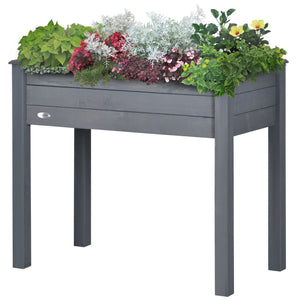English Elm Outsunny Elevated Wooden Raised Garden Bed with Legs for Vegetables Herbs Flowers, Self-Draining, Ergonomic Height, Easy Assembly Dark Gray W2225P229220