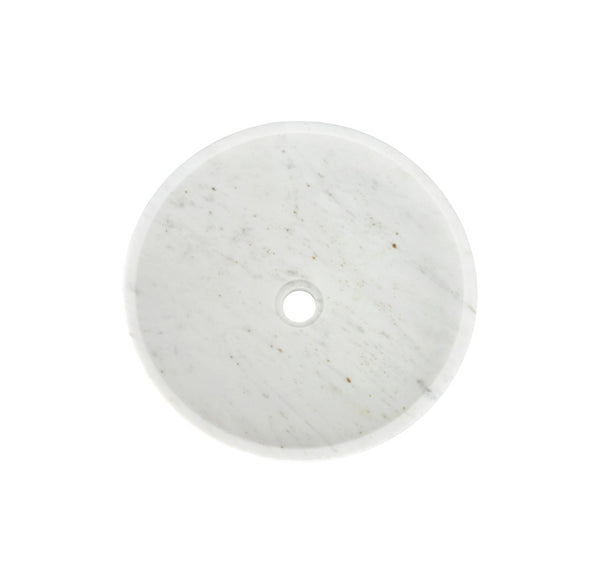 English Elm White Natural Marble Vessel Sink - Semi-Polished Elegance For Modern Bathrooms, 15.7" Diameter W1696P333277-GIGA