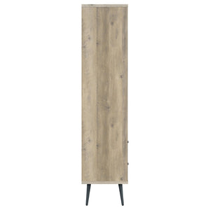 English Elm Minerva Staggered Shelf Bookcase with Drawers in Distressed Pine Scandinavian Style B062P447806