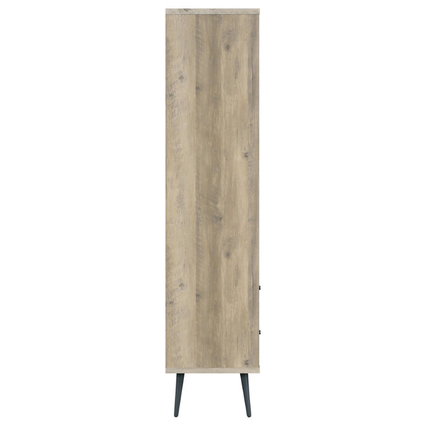 English Elm Minerva Staggered Shelf Bookcase with Drawers in Distressed Pine Scandinavian Style B062P447806