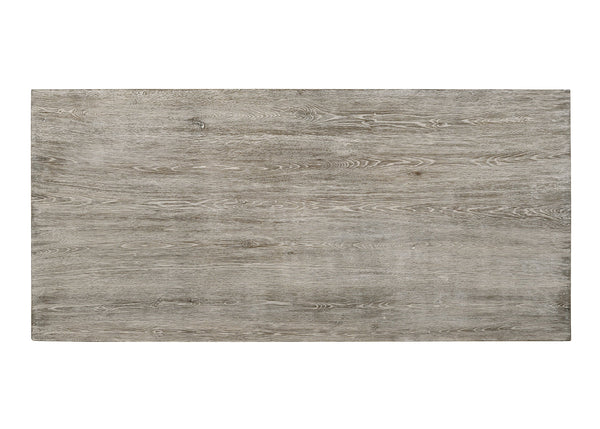 English Elm Faustine Light Oak Salvaged Dining Table with Stacking Block Base, Rubber Wood & Oak Veneer Finish B2726S00475