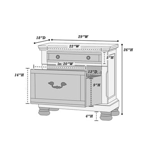 English Elm Rubber Wood 2-Drawer Nightstand in Antique Cherry Finish with Smooth Wood Glides, Sturdy Classic Design B016P251353