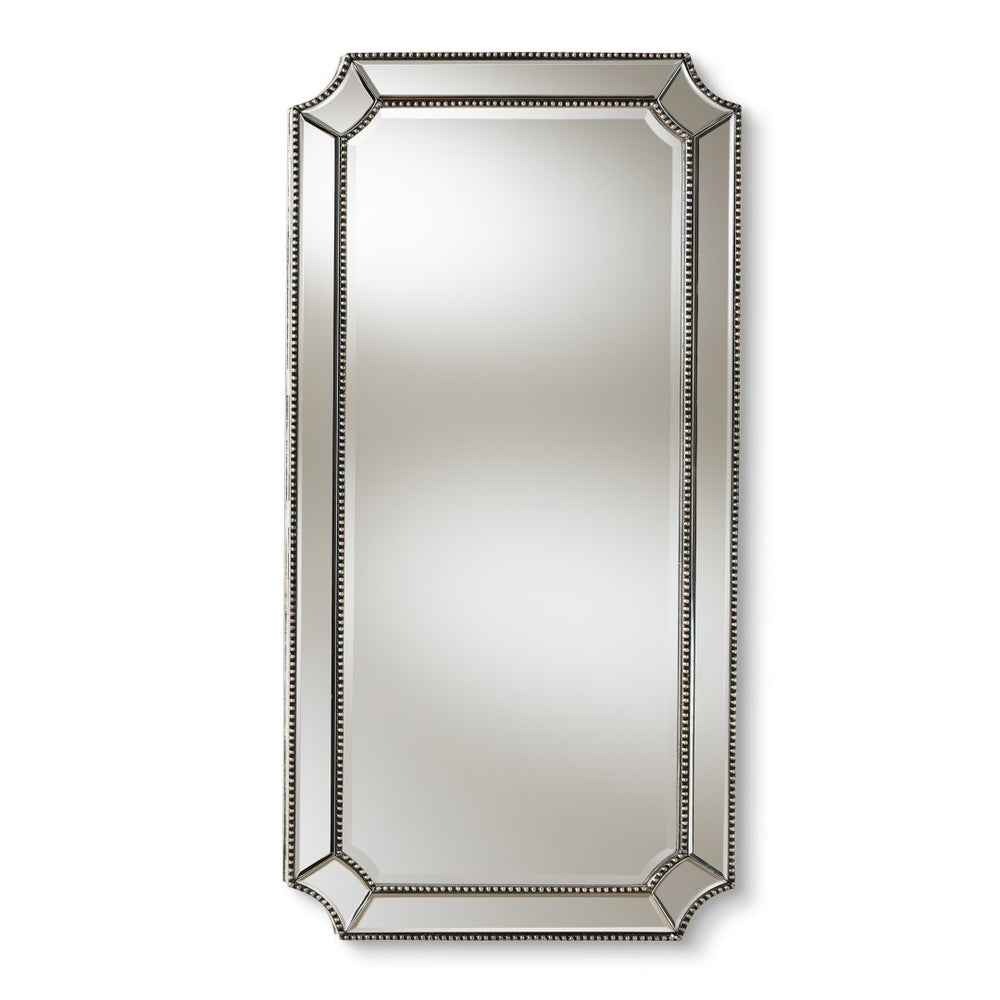 Baxton Studio Baxton Studio Romina Art Deco Accent Mirror - Antique Silver Beaded Frame for Elegant Decor RXW-8003