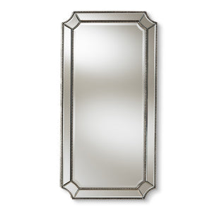Baxton Studio Baxton Studio Romina Art Deco Accent Mirror - Antique Silver Beaded Frame for Elegant Decor RXW-8003