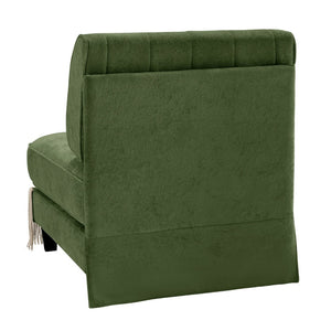 English Elm Armless Tufted Velvet Fleece Modular Sofa with Tassel Skirt for Elegant Living Rooms Green W714P450852