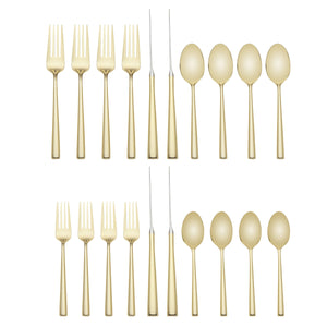 Lenox Malmo Gold Plated 18/10 Stainless Steel Flatware Set Serving Four for Any Occasion 889054