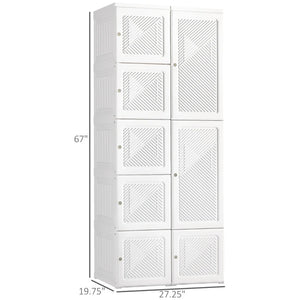 English Elm Entryway Portable Closet Organizer with Hanging Rod and Six Enclosed Cube Compartments T3971P469853