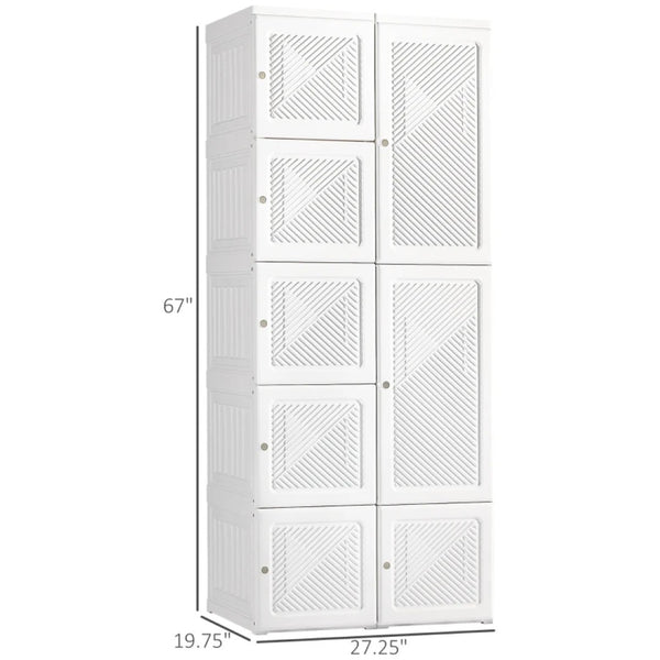 English Elm Entryway Portable Closet Organizer with Hanging Rod and Six Enclosed Cube Compartments T3971P469853