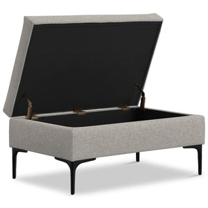 English Elm Rebecca Rectangular Storage Ottoman Coffee Table with Lift-Up Lid, Faux Leather, Spacious Seat Gray B136P364278