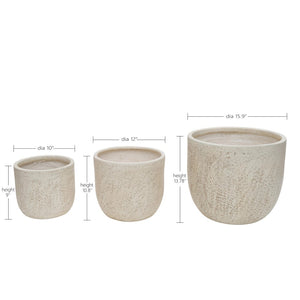 English Elm Large Concrete Style Magnesium Oxide Round Planters Set for Patio and Indoor Decor W5212P434277
