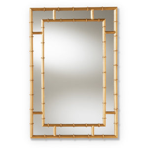 Baxton Studio Baxton Adra Bamboo-Inspired Gold Accent Wall Mirror - Modern Design for Living Room & Dining Areas RXW-8008