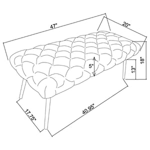 English Elm Galiano Velvet Button Tufted Bench with Polished Steel Legs for Bedroom Entryway Black B062P441132