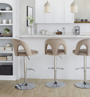 English Elm Adjustable Velvet Swivel Barstools with Chrome Base for Kitchen Islands Set of 2 B202S01960