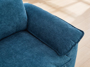 English Elm 51" Oversize Chaise Lounge Chair with Ottoman and Hidden Storage Upholstered in Soft Chenille Comfort Blue W1097S00153