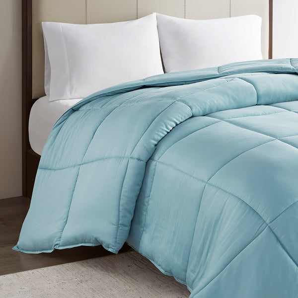 JLA Home Madison Park - 300 Breathable Cotton Sateen Comforter — Hypoallergenic Down Alternative, OEKO-TEX, Machine Washable, Antimicrobial Freshness Teal MP10-8366